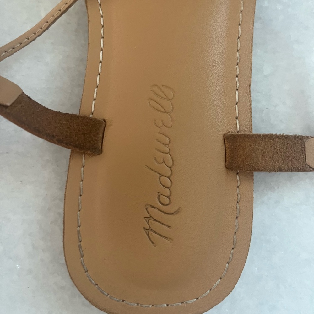 Madewell Tan Leather Lace-Up Flat Sandals Size 6 - Picture 2 of 5